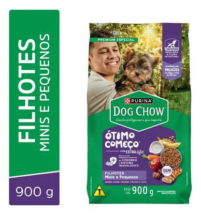 DOG CHOW EXTRALIFE FILHOTE MN PEQ CAR FRG ARZ 900g